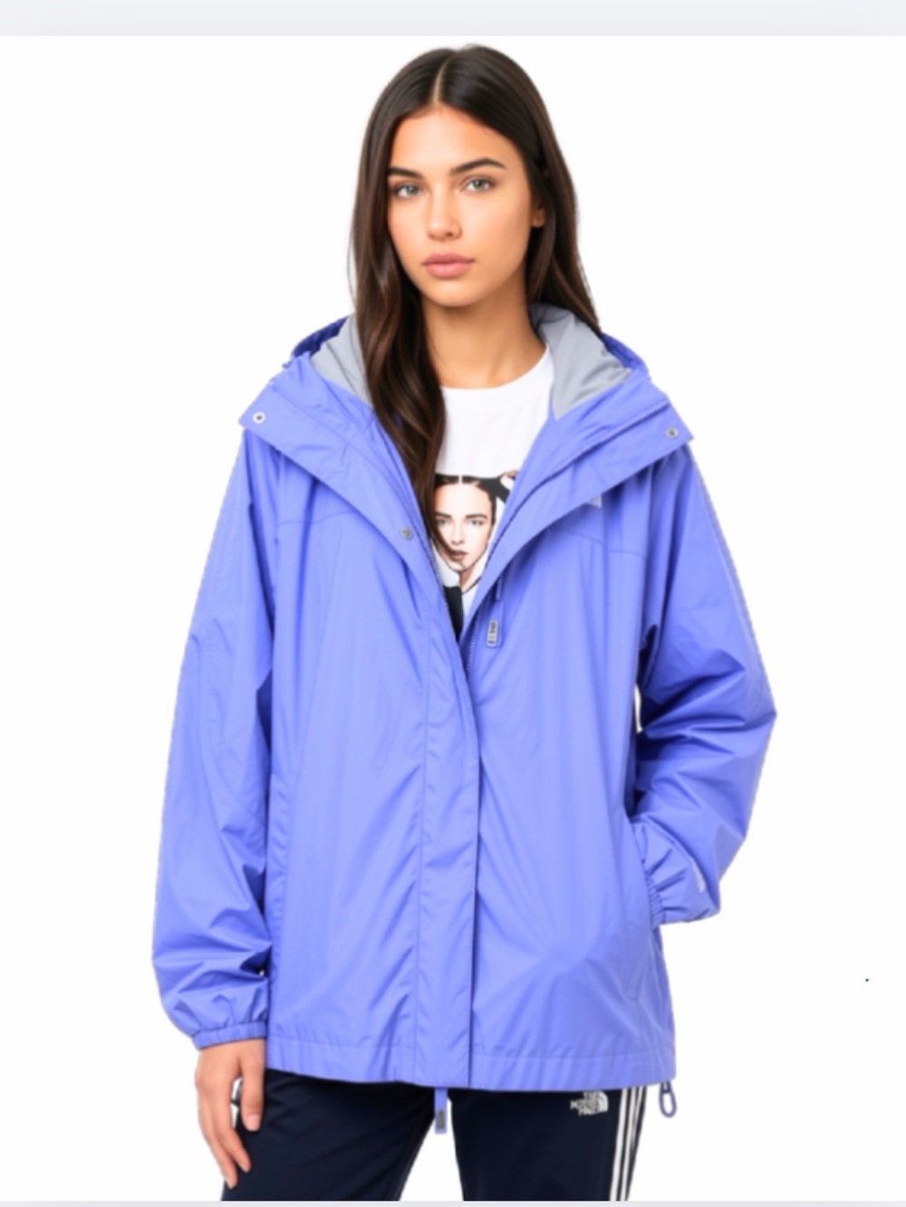 The North Face Light Purple Periwinkle Hooded Rain Jacket - Youth 14/16
